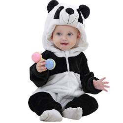 ANUFER Unisex Baby Mit Kapuze Strampler Flanell Niedlich Tier Overall Pyjama 0-36 Monate Panda SN07652 24-30 Monate von ANUFER