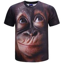 ANUFER Unisex Erwachsene Kinder Neuheit 3D Digitaldruck Gorilla T-Shirt Kurzarm Tops Bluse Tee Kaffee SN07612 2XL von ANUFER