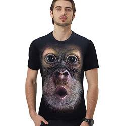 ANUFER Unisex Erwachsene Kinder Neuheit 3D Digitaldruck Gorilla T-Shirt Kurzarm Tops Bluse Tee Schwarz Neu SN07612 2XL von ANUFER