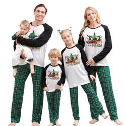 ANVIGO Weihnachtspyjama Familie Set, Schlafanzug Weihnachten Familie, Family Christmas Pajamas, Weihnachten Schlafanzug Langarm Zweiteiliger Set (Herren Grün 3XL) von ANVIGO