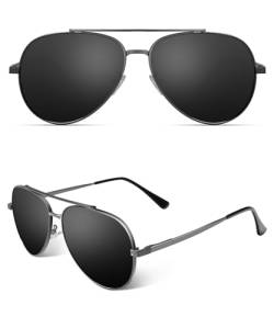ANYLUV Polarisiert-Sonnenbrille-Herren-Damen Premium Metallrahmen Unisex mit UV400 Schutz Vintage Schwarz Fahrerbrille von ANYLUV