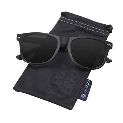 ANYLUV Sonnenbrille Herren Damen Polarisiert, Polarisierte Sonnenbrillen Damen Herren, Vintage Sonnenbrille Schwarze, Retro Sonnen brillen mit UV-Schutz (Matt Schwarz/Grau) von ANYLUV