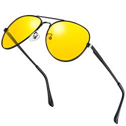ANYLUV Sonnenbrille Herren Polarisiert, Nachtsichtbrille für Männer, Polarisierte Sonnenbrille Damen Hochwertige mit UV Schutz(Schwarz/Gelbe) von ANYLUV
