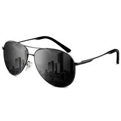 ANYLUV Sonnenbrille Herren Polarisiert, Premium Sonnenbrille Damen Schwarz mit UV400 Schutz Metall Rahmen CAT3 von ANYLUV
