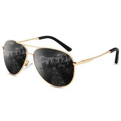 ANYLUV Sonnenbrille Herren Polarisiert, Premium Sonnenbrille Damen Schwarz mit UV400 Schutz Metall Rahmen CAT3 von ANYLUV