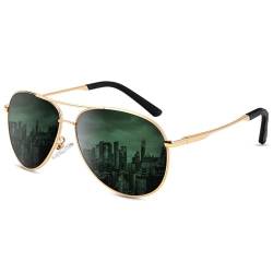 ANYLUV Sonnenbrille Herren Polarisiert, Retro Damen Sonnenbrille für Männer Frauen mit UV400 Schutz Metall Rahmen (G15) von ANYLUV