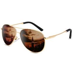 ANYLUV Sonnenbrille Herren Polarisiert, Sonnenbrille für Männer Frauen Damen Braun mit UV400 Schutz Metall Rahmen von ANYLUV