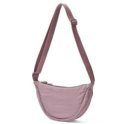 ANYWN Crossbody Bag Damen Halbmond Schultertasche, Hobo Casual Crossbody Bag, Einfarbige Tragbare Halbmond-Tasche Umhängetasche mit verstellbarer Schultergurt Lila von ANYWN