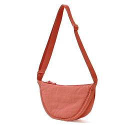 ANYWN Crossbody Bag Damen Halbmond Schultertasche, Hobo Casual Crossbody Bag, Einfarbige Tragbare Halbmond-Tasche Umhängetasche mit verstellbarer Schultergurt Orange von ANYWN