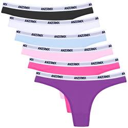 ANZERMIX Damen 6er Pack Baumwolle String Carousel Thong (Basic, Large) von ANZERMIX