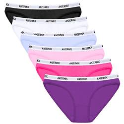 ANZERMIX Damen 6er Pack Baumwolle Unterwäsche Assorted Bikini Panties (Basic 6PK, Medium) von ANZERMIX