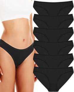 ANZERMIX Damen Baumwolle Unterwäsche Assorted Bikini Panties 6 Pack (Black 6PK, Small) von ANZERMIX