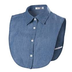 ANZERMIX Damen Kragen Abnehmbare Hälfte Shirt Bluse In Baumwolle Klassisches Jeans von ANZERMIX