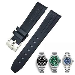 ANZOAT 20 mm, 21 mm, 22 mm, gebogenes Ende, Gummi-Silikon-Uhrenarmband für Rolex Submariner Daytona, wasserdichtes Uhrenarmband, 21 mm, Achat von ANZOAT