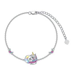 AOBOCO 925 Sterling Silber Einhorn Armband, Einhorn Geschenke für Mädchen (Mond) von AOBOCO