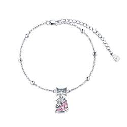 AOBOCO 925 Sterling Silber Einhorn Armband, Einhorn Geschenke für Mädchen (Rosa) von AOBOCO