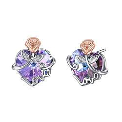 AOBOCO Kristall Rose Schmuck Geschenke für Mama Oma Geburtstag Muttertag Crystal Rose Studs Ohrringe von AOBOCO