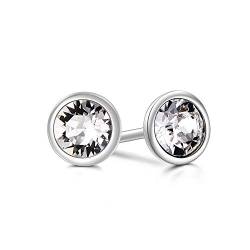 AOBOCO Simulierter Diamant Moissanite Ohrringe, Ohrstecker 925 Silber Zirkonia Damen Ohrringe Stecker mit Kristallen (6.5mm) von AOBOCO