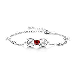 AOBOCO Sterling Silber Infinity Pferd Armband mit Rot Kristallen, Pferdeschmuck Geburtstagsgeschenke für Mädchen Frauen Tochter Pferdefreund von AOBOCO