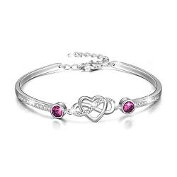 Infinity Armband Sterling Silber Damen Liebes Unendlichkeitszeichen Armreif Armband, Geburtstag Freundschaft Hochzeitstag Geschenke für Freundin Mutter (Simulierter Amethyst) von AOBOCO