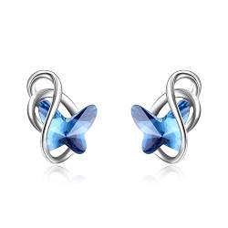 Schmetterling Ohrstecker 925 Sterling Silber Damen Schmetterling Ohrringe für Mädchen Kinder (blau) von AOBOCO