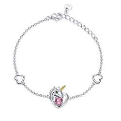 Sterling Silber 925 Einhorn Armband, Einhorn Geschenk für Mädchen Frauen Tochter von AOBOCO