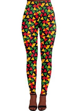 AOBUTE Damen Valentinstag Leggings Stretchy Mardi Gras Printed Legging Tights, Triangle Juni, X-Groß von AOBUTE