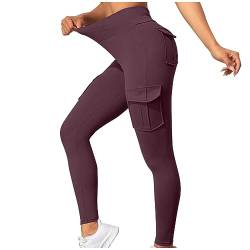 AOCRD Cargo-Leggings für Damen, hohe Taille, Yoga-Leggings, Bauchkontrolle, Trainingshose, Laufen, Stretch, Tasche, Jogginghose, schmale Passform, Damen-Sportbekleidung von AOCRD