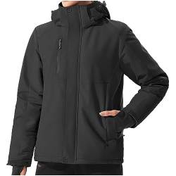 AOCRD Plus Size Damen Winterjacke Regenfeste winddichte Jacken Fleece-Kapuzenmantel mit Taschen und Druckknöpfen Damen Outdoor Activewear Tops von AOCRD