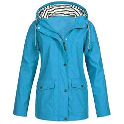 AOCRD Regenjacke für Damen, leicht, mit Kapuze, langer Regenmantel, wasserdichte Jacke, wasserfeste Damen-Funktionsjacke, Windjacke, atmungsaktiv, aktiv, Outdoor-Mäntel von AOCRD