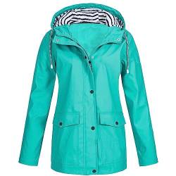 AOCRD Regenjacke für Damen, leicht, mit Kapuze, langer Regenmantel, wasserdichte Jacke, wasserfeste Damen-Funktionsjacke, Windjacke, atmungsaktiv, aktiv, Outdoor-Mäntel von AOCRD