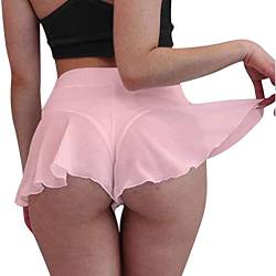 AOCRD Women's Sexy Charming High Waist Pole Dance Ruffled Shorts Hot Pants Tight Bikini Shorts Swimwear Badeanzug Beachwear Sets Hawaii Meer Strand (Rosa01, L) von AOCRD