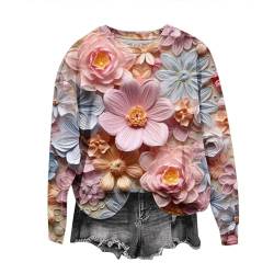 Damen 3D Digital Tops Blumen Grafik Shirt Langarm Top Casual T Shirts Neuheit Kostüm Rundhals Lose Sweatshirts Blusen Lustiges Muster T Shirt von AOCRD