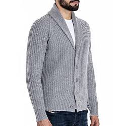 Strickjacke Herren Pullover aus Wolle Langarm Solide Anzug Kragen Strickpullover mit Knöpfen Grobstrick Regular Fit Sweatshirts Lässige Langarmshirt Warm Herbst Winter Sweatjacke Dicker Mantel von AOCRD