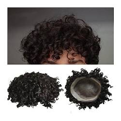 Echthaar Toupet für Männer Afro-Toupet for Männer, tiefes, lockiges Haarteil, feines Mono und NPU um die Basis, Herren-Kapillarprothese, natürliche menschliche Haarsysteme Perücke Männer (Color : 10m von AOKLEY