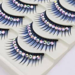 False Eyelashes 5 Paar weiche falsche Wimpern Natürliche gefälschte 3D-Wimpern mit glänzenden Strass-Make-up-Party-farbigen Verlängerungswimpern Fake Wimpern von AOKLEY