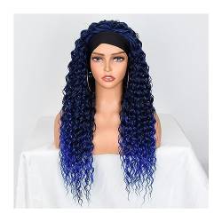 Frauen Perücke Synthetische Stirnband-Perücke, Damen-Perücke, gemischte Ombré-Honigblonde, lockige Perücken, tägliche Party, Cosplay-Perücke, hitzebeständig, grün-blaues Haar Perücke (Color : MT1-T25 von AOKLEY