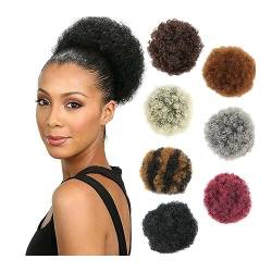 Haarteil Haargummi Haarknoten Hochsteckfrisuren Afro Puff Kordelzug-Pferdeschwanzverlängerung for schwarze Frauen, kurzer synthetischer Haarknoten, lockiger Chignon, Clip-in-Verlängerungen for verworr von AOKLEY