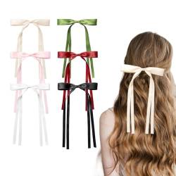 AOKSUNOVA 6 Stück Haarschleife,Schleife Haare Damen, Haarspangen mit Schleife, Schleifen Haare Mädchen Hair Bows für Party, Frauen, Mädchen(Burgunderrot Schwarz Beige Pink Avocado Grün Weiß) von AOKSUNOVA