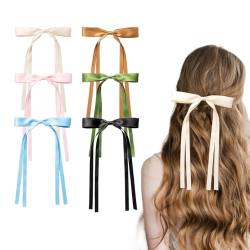 AOKSUNOVA 6 Stück Haarschleife,Schleife Haare Damen, Haarspangen mit Schleife, Schleifen Haare Mädchen Hair Bows für Party, Frauen, Mädchen(Schwarz Beige Rosa Himmelblau Avocadogrün Kaffee) von AOKSUNOVA