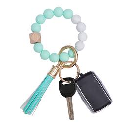 AOKSUNOVA Schlüsselanhänger Frauen Armband Autoschlüsselanhänger Grün Elegant Silikon Schlüsselband von AOKSUNOVA