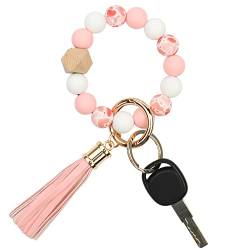 AOKSUNOVA Schlüsselanhänger Frauen Perlen Armband Schlüsselbund Schlüsselanhänger Boho Armreif Rosa von AOKSUNOVA