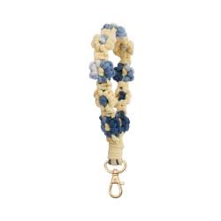AOKSUNOVA Schlüsselanhänger Makramee Auto Schlüsselband kurz Geflochten Blume Schlüsselanhänger für Damen Gelb + Blau von AOKSUNOVA