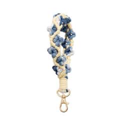AOKSUNOVA Schlüsselanhänger Makramee Auto Schlüsselband kurz Geflochten Blume Schlüsselanhänger für Damen von AOKSUNOVA