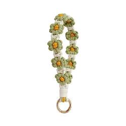 AOKSUNOVA Schlüsselanhänger Makramee Grün Gänseblümchen Schlüsselband Kurz Schlüsselanhänger Armband Geschenk für Frauen von AOKSUNOVA