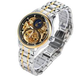 AOKULASIC Herren-Armbanduhr, mechanisch, Legierung, mit Edelstahl-Armband, Schwarz, Armband von AOKULASIC