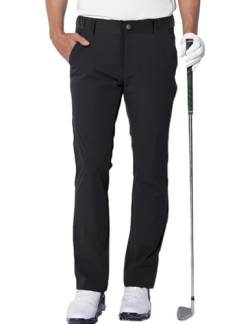 AOLI RAY Herren Golf Hosen wasserdichte Golf Stretchhose Schmale Passform Black Golf Trousers Slim fit Stretch Lang Golfhose Golf Pants Schwarz L von AOLI RAY