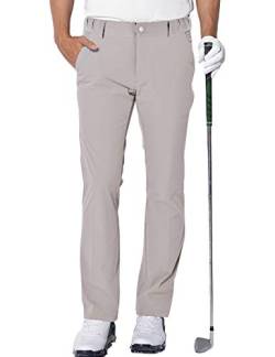 AOLI RAY Herren Golf Hosen wasserdichte Golf Stretchhose Schmale Passform Golf Trousers Slim fit Stretch Lang Golfhose Golf Pants Cremeweiß L von AOLI RAY