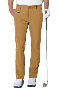 AOLI RAY Herren Golf Hosen wasserdichte Golf Stretchhose Schmale Passform Golf Trousers Slim fit Stretch Lang Golfhose Golf Pants Khaki XL von AOLI RAY