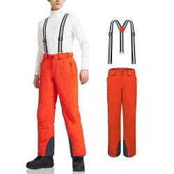 AOLI RAY Herren Skihose Snowboardhose Trägerhose Wasserdicht Gefüttert Winddicht Outdoorhose mit Abnehmbar Träger Orange Rot M von AOLI RAY